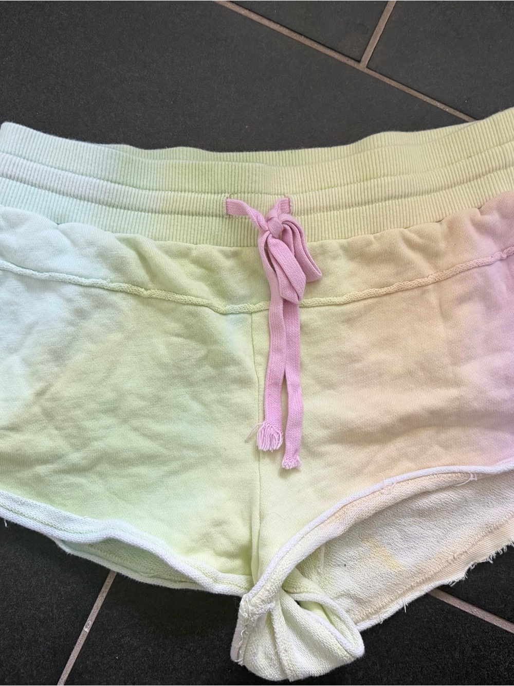 Anthropologie Pastel Tie-Dye Lounge Shorts in Light Green & Pink